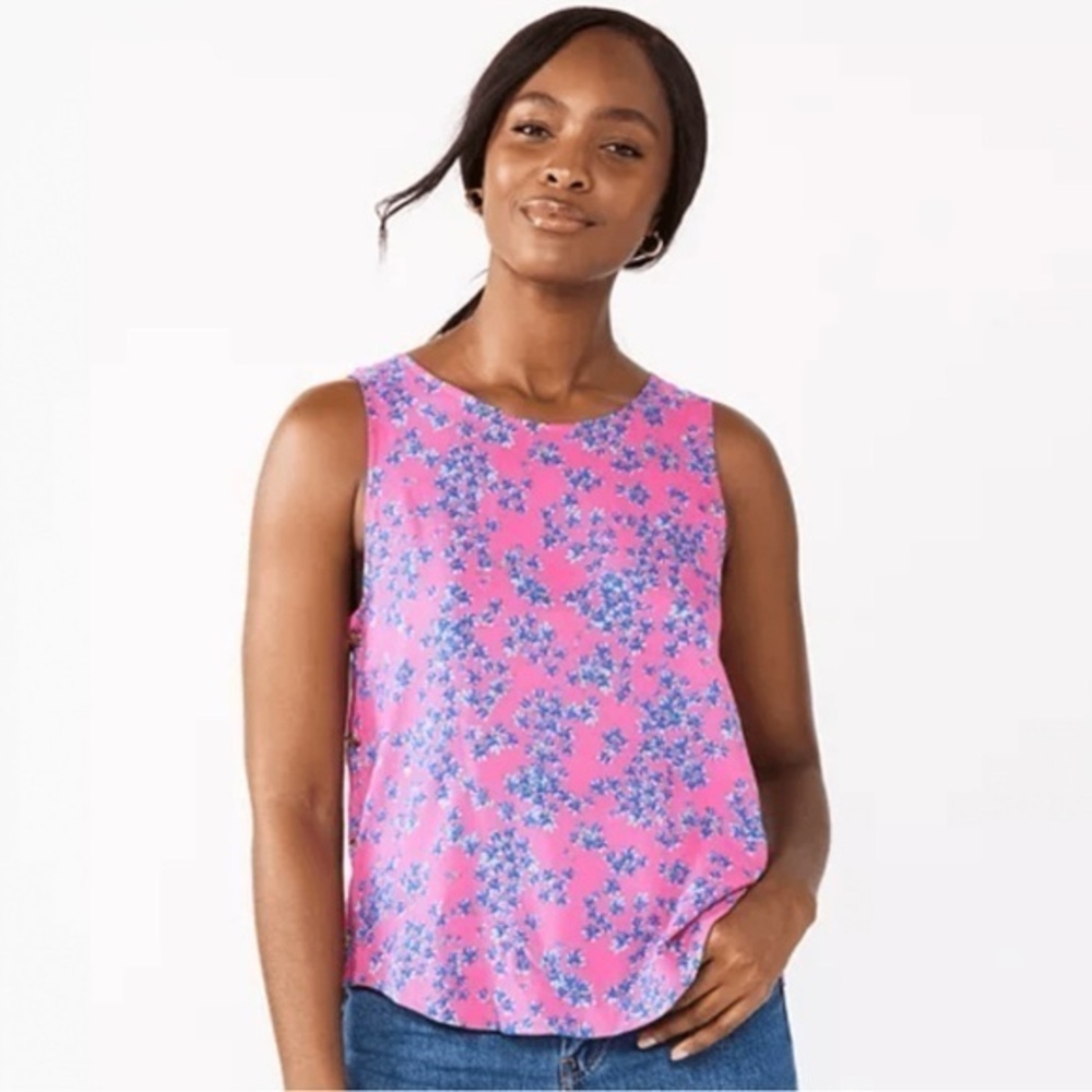 Draper James Pink and Blue Tank Top Sleeveless